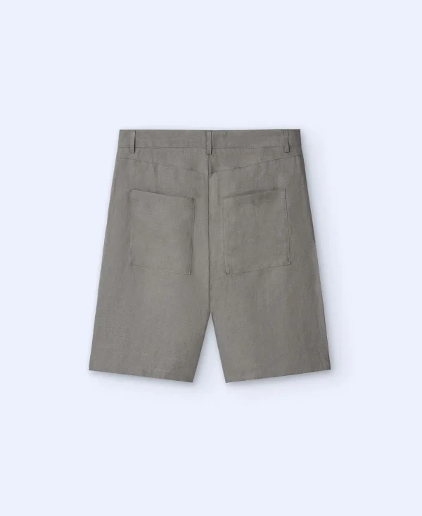 Adolfo Dominguez Bermudas | Bermudas Em 100% Linho Cinzento/Verde