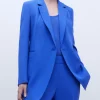 Adolfo Dominguez Blazer | Blazer Comprido E Cintado Azul