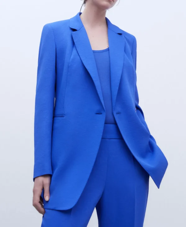 Adolfo Dominguez Blazer | Blazer Comprido E Cintado Azul