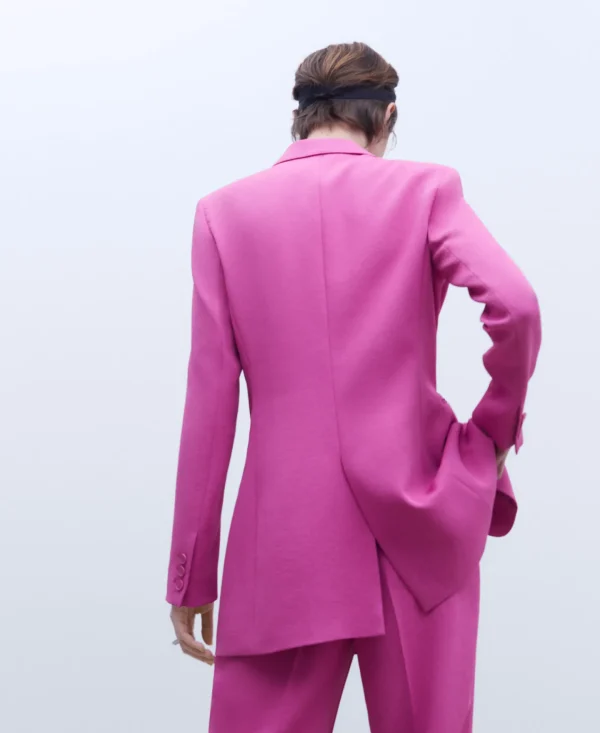 Adolfo Dominguez Blazer | Blazer Comprido E Cintado Cor-De-Rosa