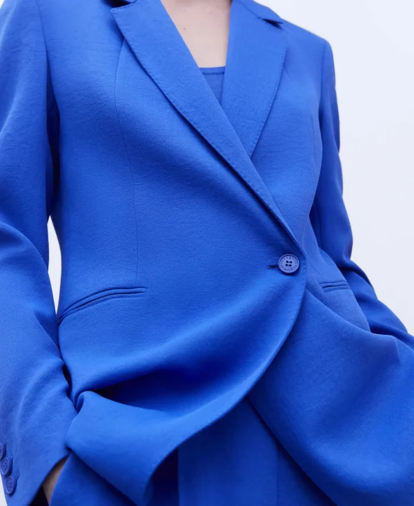 Adolfo Dominguez Blazer | Blazer Comprido E Cintado Azul