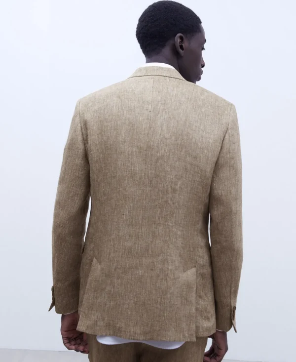 Adolfo Dominguez Sobretudos | Blazer De Dois Botoes Em Linho Europeu Ocre