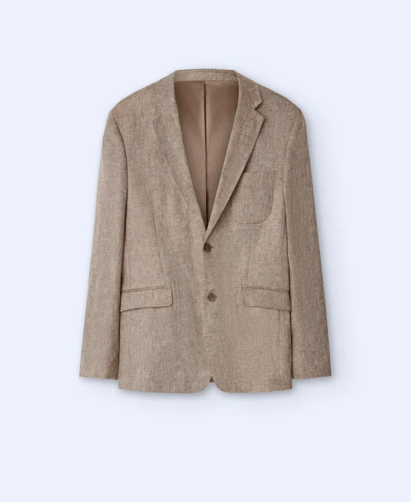 Adolfo Dominguez Sobretudos | Blazer De Dois Botoes Em Linho Europeu Ocre