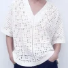 Adolfo Dominguez Linho | Blusa Com Decote Em V E Bordado Ingles Branco