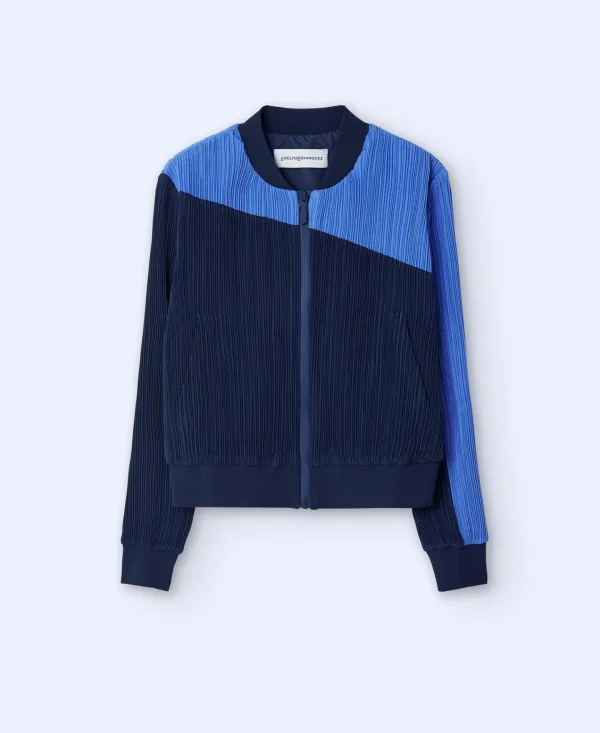 Adolfo Dominguez Crinkle | Blusao Bomber Em Crinkle Azul