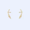 Adolfo Dominguez Bijuteria | Brincos Ear Cuff Motivo Couve Em Latao Dourado