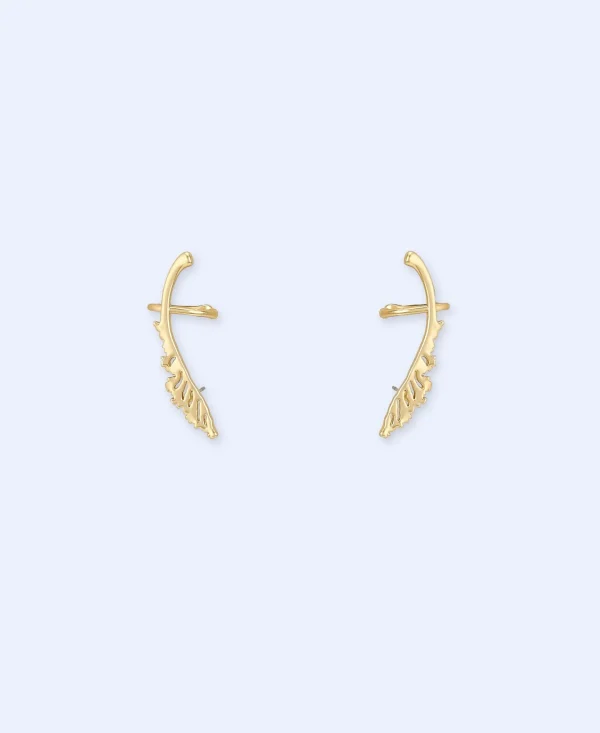 Adolfo Dominguez Bijuteria | Brincos Ear Cuff Motivo Couve Em Latao Dourado