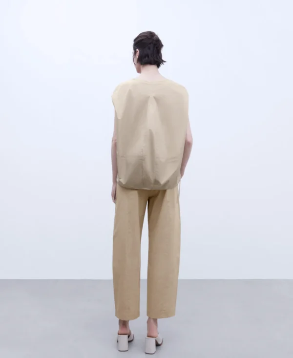 Adolfo Dominguez Calças | Calças De Cintura Alta Em Algodao Etico Areia