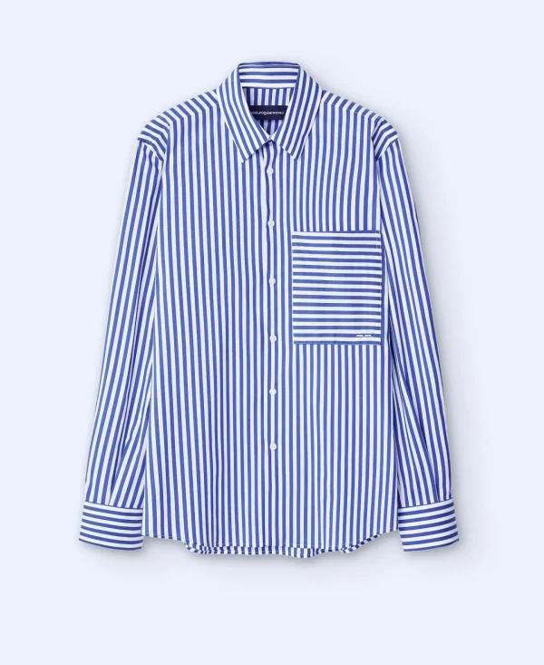 Adolfo Dominguez Camisas | Camisa As Riscas Com Gola Abotoada Branco/Azul