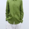 Adolfo Dominguez Camisas | Camisa Com Bolso Xl Em Algodao Verde