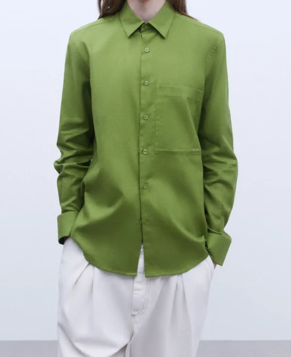 Adolfo Dominguez Camisas | Camisa Com Bolso Xl Em Algodao Verde