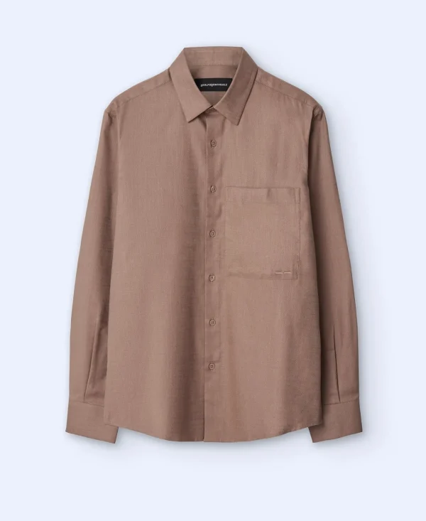 Adolfo Dominguez Camisas | Camisa Com Bolso Xl Em Algodao Camel