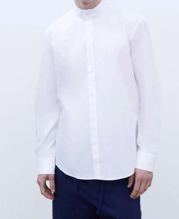 Adolfo Dominguez Camisas | Camisa Com Gola Mao Em Algodao Elastico Branco