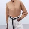 Adolfo Dominguez Camisas E Tops | Camisa Com Gola Mao Em Poliester Reciclado Camel