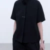 Adolfo Dominguez Camisas E Tops | Camisa De Manga Japonesa Com Gola Mao Preto