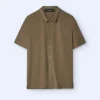 Adolfo Dominguez T-Shirts E Polos | Camisa Em Modal Caqui