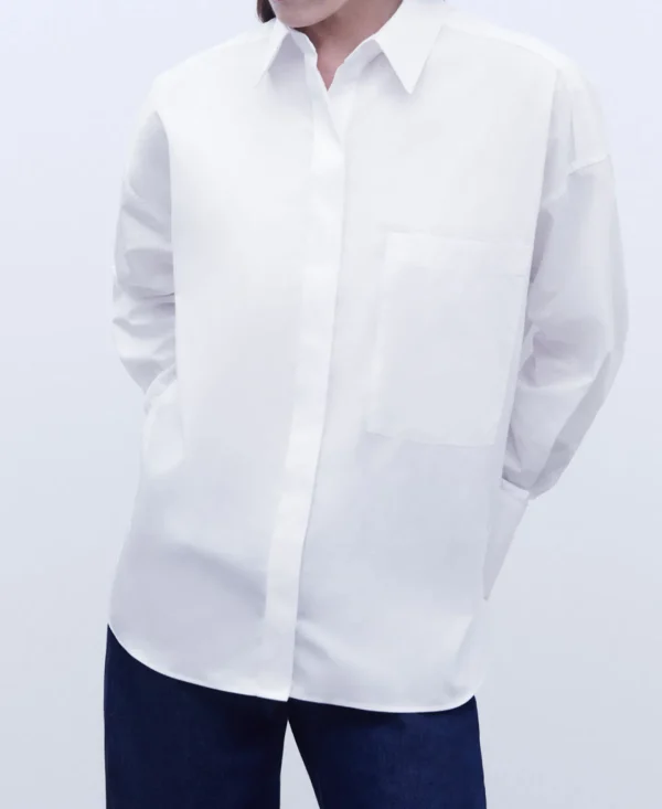 Adolfo Dominguez Camisas E Tops | Camisa Folgada Em Algodao Branco