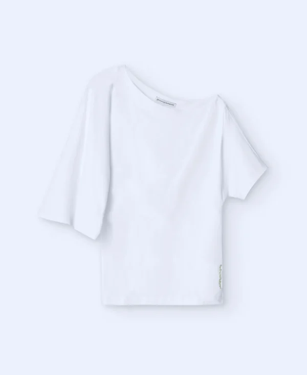 Adolfo Dominguez T-Shirts | Camisola Assimetrica Com Manga Japonesa Branco