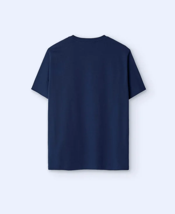 Adolfo Dominguez T-Shirts E Polos | Camisola Com Logotipo Bordado Em Algodao Mercerizado Azul-Marinho