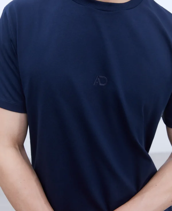 Adolfo Dominguez T-Shirts E Polos | Camisola Com Logotipo Bordado Em Algodao Mercerizado Azul-Marinho