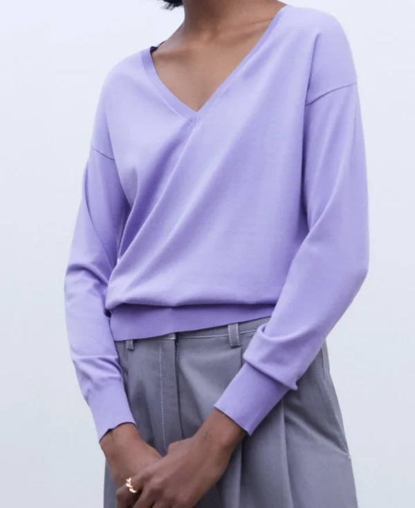 Adolfo Dominguez Malhas | Camisola Com Manga Caida Lilas