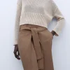 Adolfo Dominguez Malhas | Camisola Crop De Malha Camel