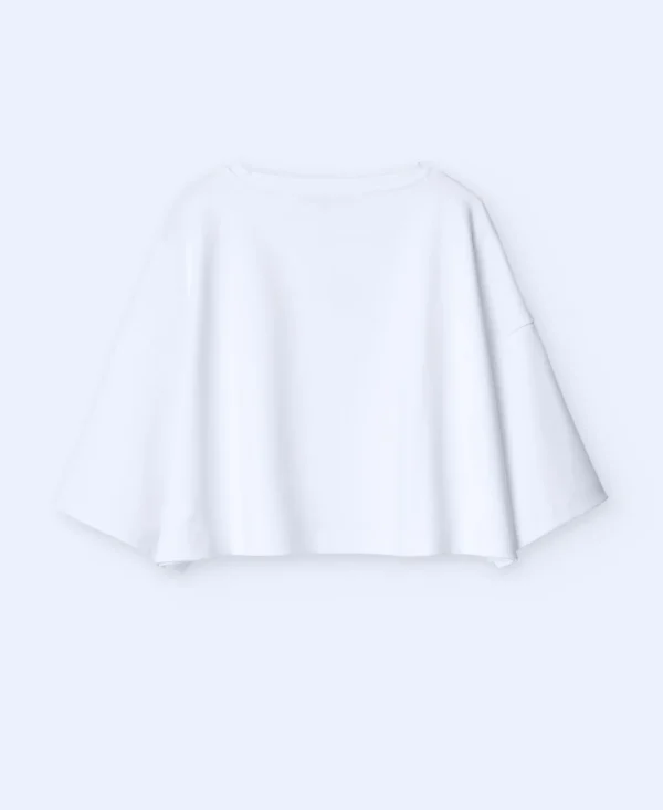 Adolfo Dominguez T-Shirts | Camisola Cropped Em Algodao Branco