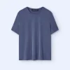 Adolfo Dominguez T-Shirts E Polos | Camisola De Gola Caixa Em Modal Azul-Marinho