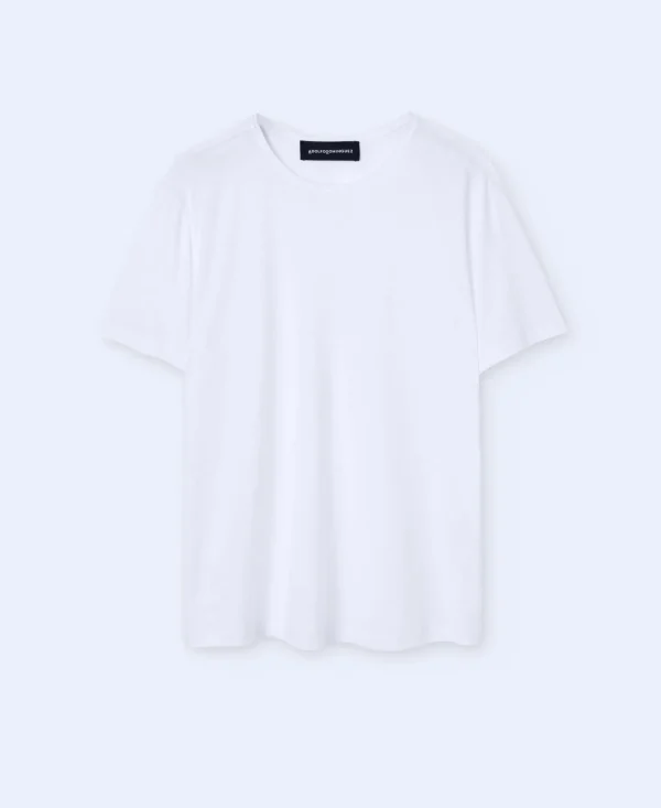 Adolfo Dominguez T-Shirts E Polos | Camisola De Gola Caixa Em Tencel Branco