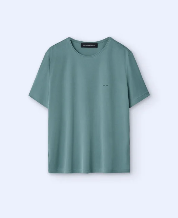 Adolfo Dominguez T-Shirts E Polos | Camisola De Gola Caixa Em Modal Verde-Cinzento