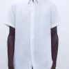 Adolfo Dominguez Camisas | Camisola De Manga Curta Em Linho Branco