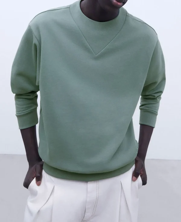 Adolfo Dominguez Sweatshirts | Camisola Desportiva Em Algodao Verde-Cinzento