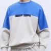 Adolfo Dominguez Sweatshirts | Camisola Desportiva Oversize Em Algodao Bicolor Azul/Cinzento