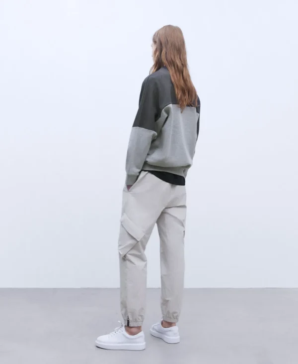 Adolfo Dominguez Sweatshirts | Camisola Desportiva Oversize Em Algodao Bicolor Cinzento Melange