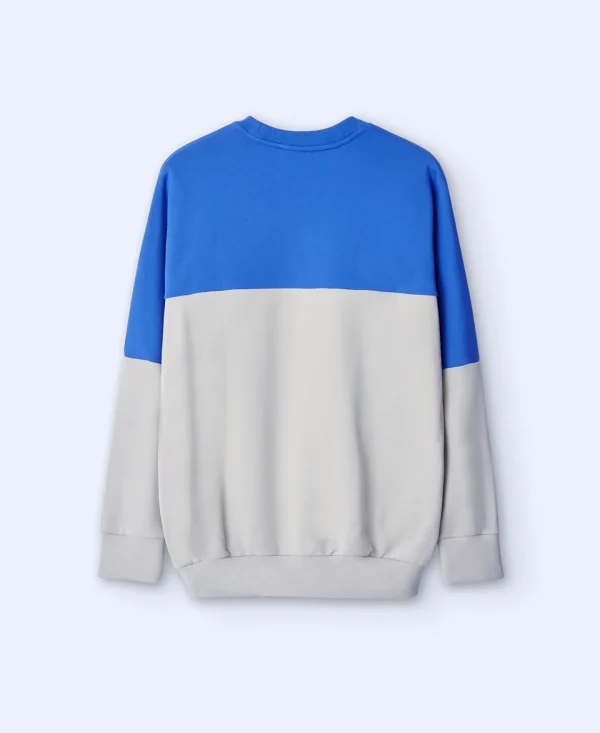 Adolfo Dominguez Sweatshirts | Camisola Desportiva Oversize Em Algodao Bicolor Azul/Cinzento