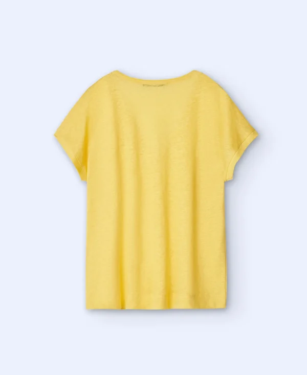 Adolfo Dominguez T-Shirts | Camisola Em Linho Amarelo Claro