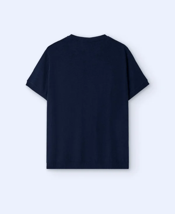 Adolfo Dominguez T-Shirts E Polos | Camisola Em Linho Europeu E Tencel Azul-Marinho