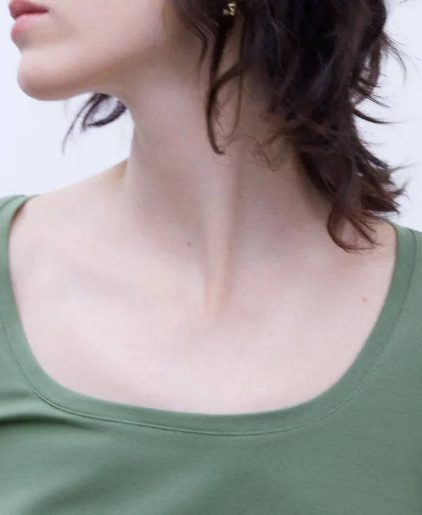 Adolfo Dominguez T-Shirts | Camisola Fluida De Manga Comprida Verde