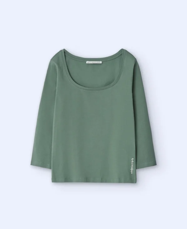 Adolfo Dominguez T-Shirts | Camisola Fluida De Manga Comprida Verde