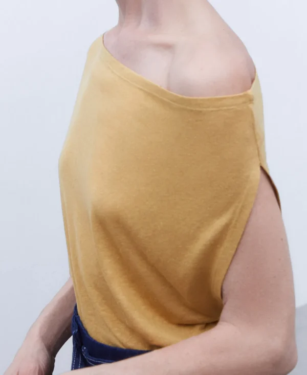 Adolfo Dominguez T-Shirts | Camisola Fluida Em Linho E Tencel Caramelo