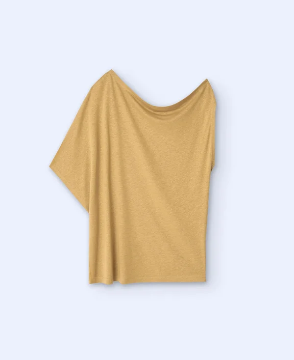 Adolfo Dominguez T-Shirts | Camisola Fluida Em Linho E Tencel Caramelo