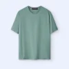 Adolfo Dominguez T-Shirts E Polos | Camisola Jaspeada Em Algodao Verde Agua-Marinha