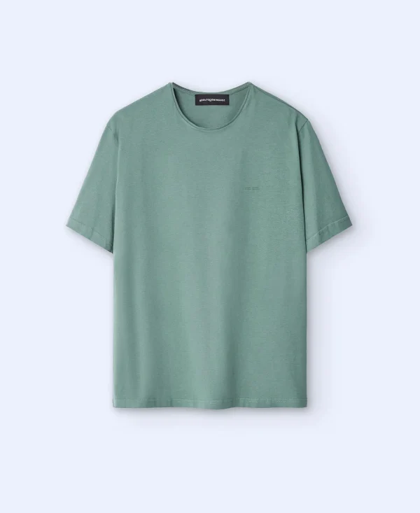 Adolfo Dominguez T-Shirts E Polos | Camisola Jaspeada Em Algodao Verde Agua-Marinha