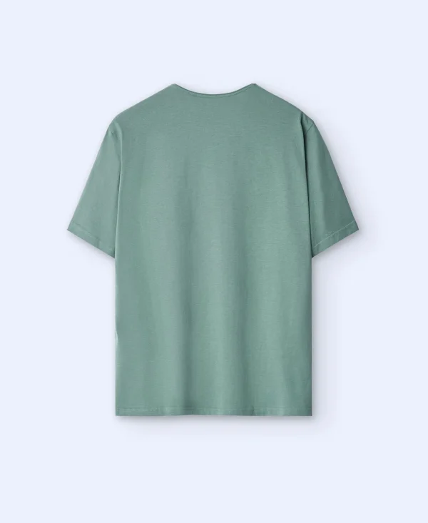 Adolfo Dominguez T-Shirts E Polos | Camisola Jaspeada Em Algodao Verde Agua-Marinha