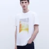 Adolfo Dominguez T-Shirts E Polos | Camisola Oversize Com Estampado Fotografico Branco Estampado