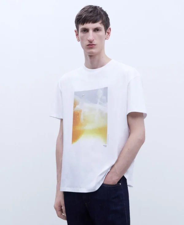 Adolfo Dominguez T-Shirts E Polos | Camisola Oversize Com Estampado Fotografico Branco Estampado