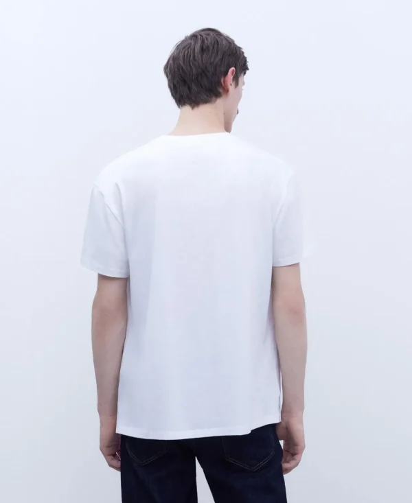 Adolfo Dominguez T-Shirts E Polos | Camisola Oversize Com Estampado Fotografico Branco Estampado