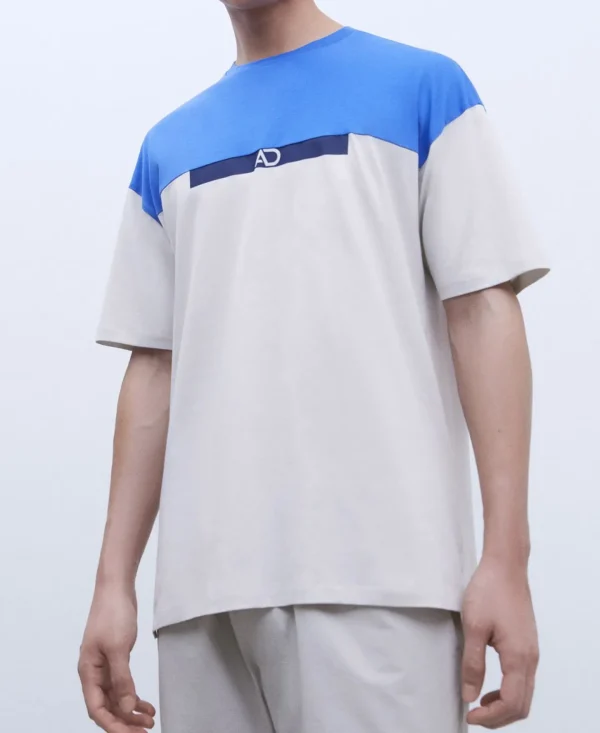 Adolfo Dominguez T-Shirts E Polos | Camisola Oversize Em Algodao Bicolor Azul Matisse