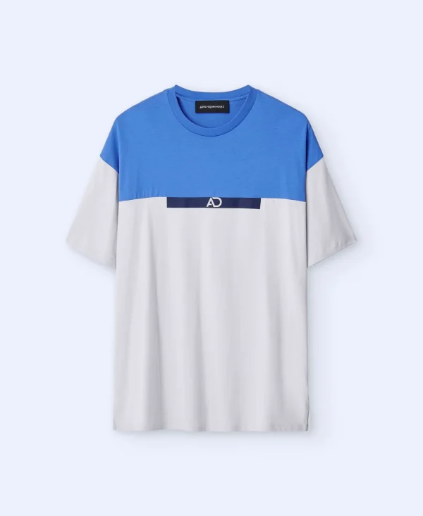 Adolfo Dominguez T-Shirts E Polos | Camisola Oversize Em Algodao Bicolor Azul Matisse