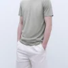 Adolfo Dominguez T-Shirts E Polos | Camisola Regular Fit Em Tencel E Algodao Cinzento Claro